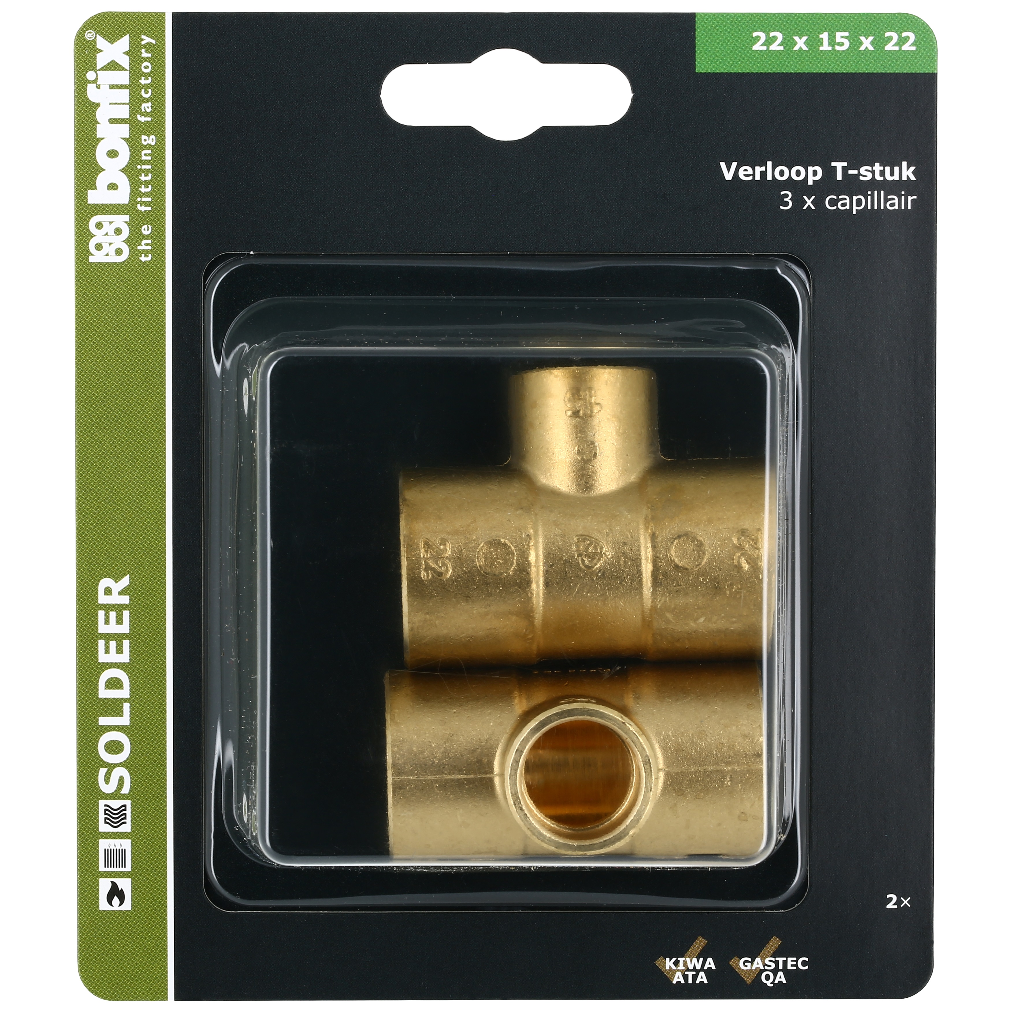 BONFIX Blister Cap. T-stuk 22x15x22mm 2x