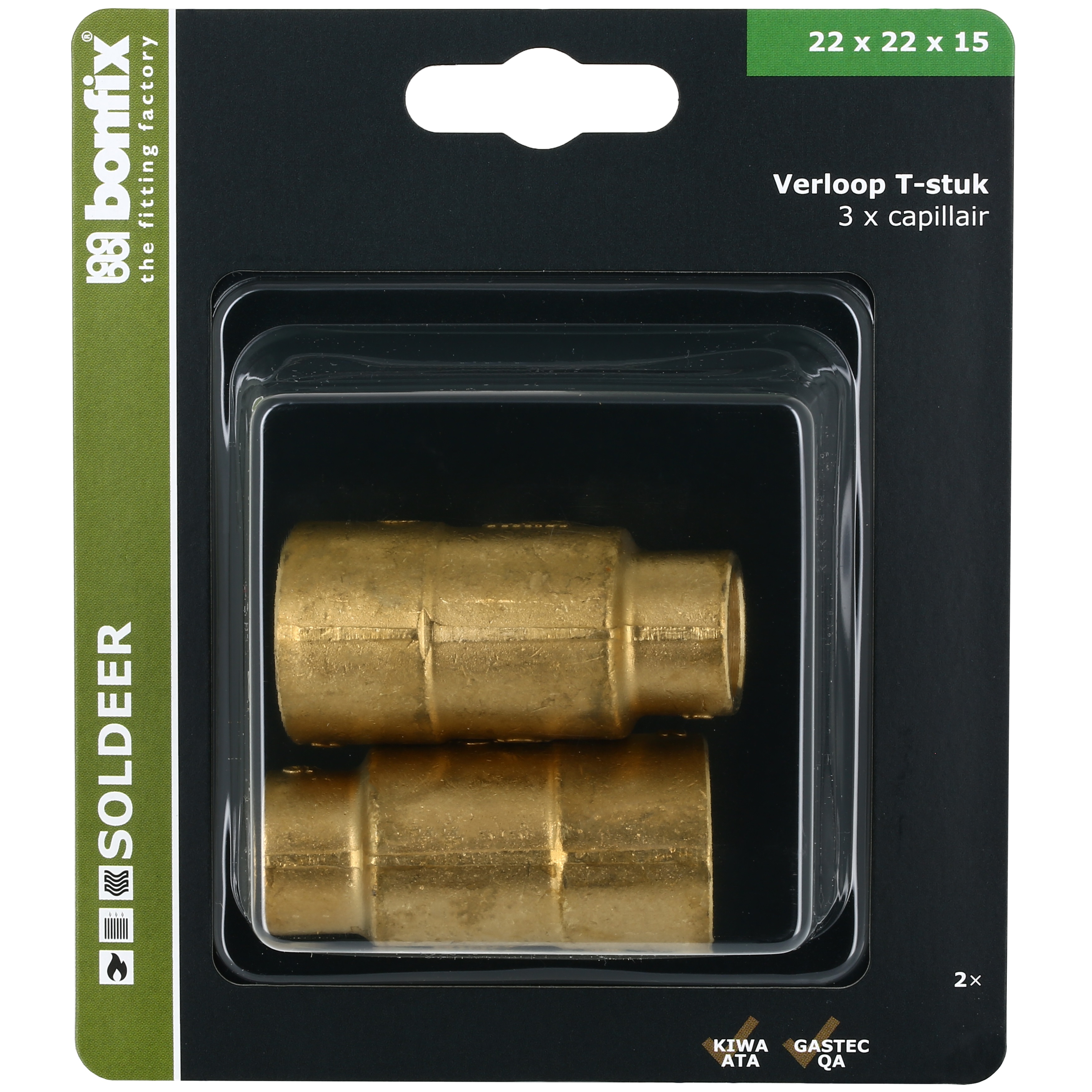 BONFIX Blister Cap. T-stuk 22x22x15mm 2x