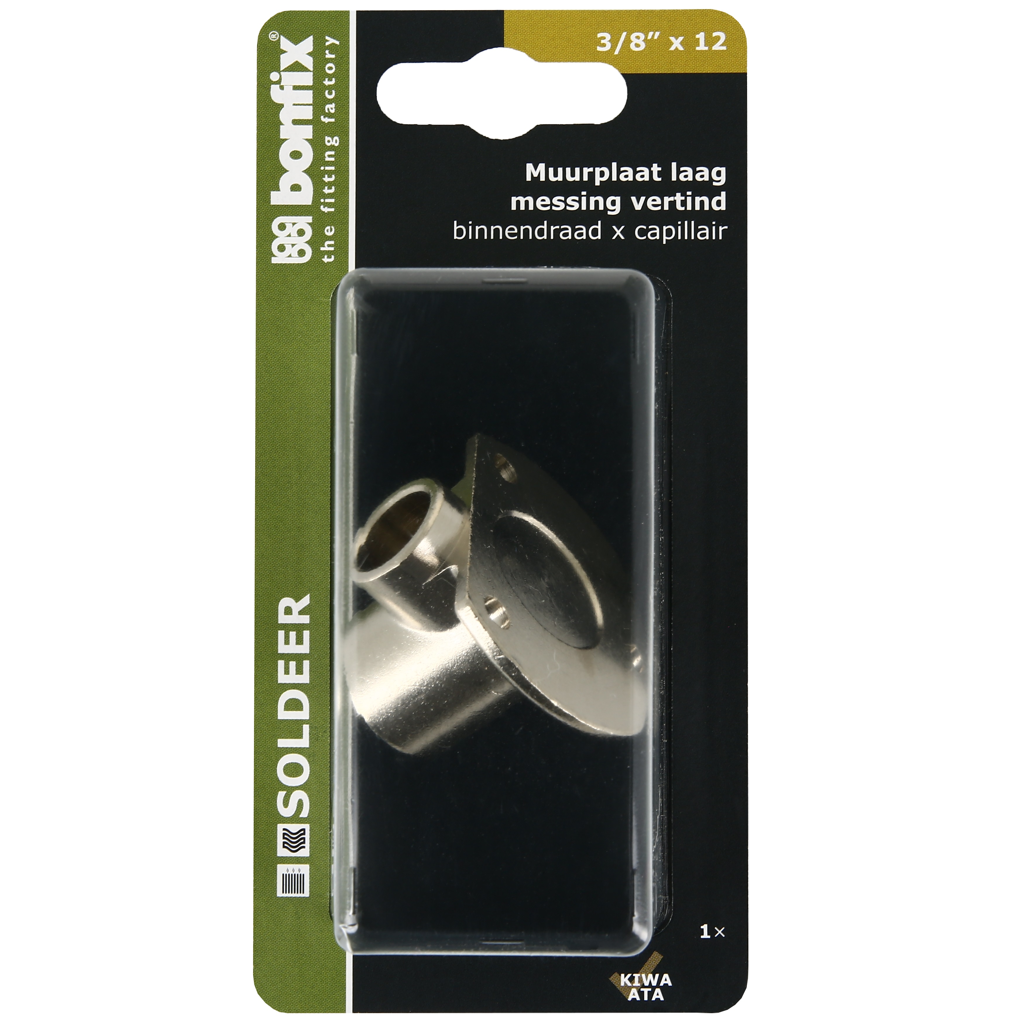 BONFIX Blister Cap. muurplaat laag 12x3/8" bi. vernikkeld