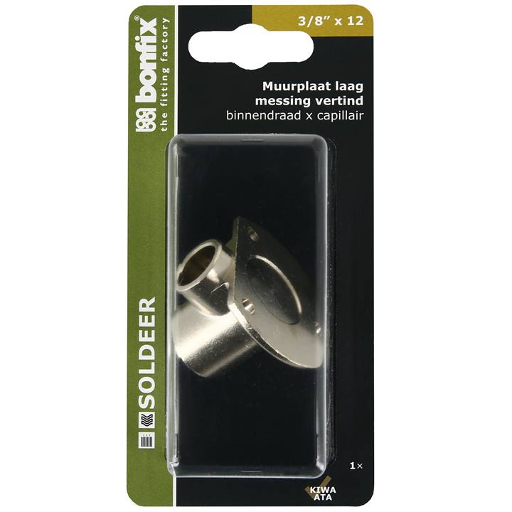 BONFIX Blister Cap. muurplaat laag 12x3/8" bi. vernikkeld
