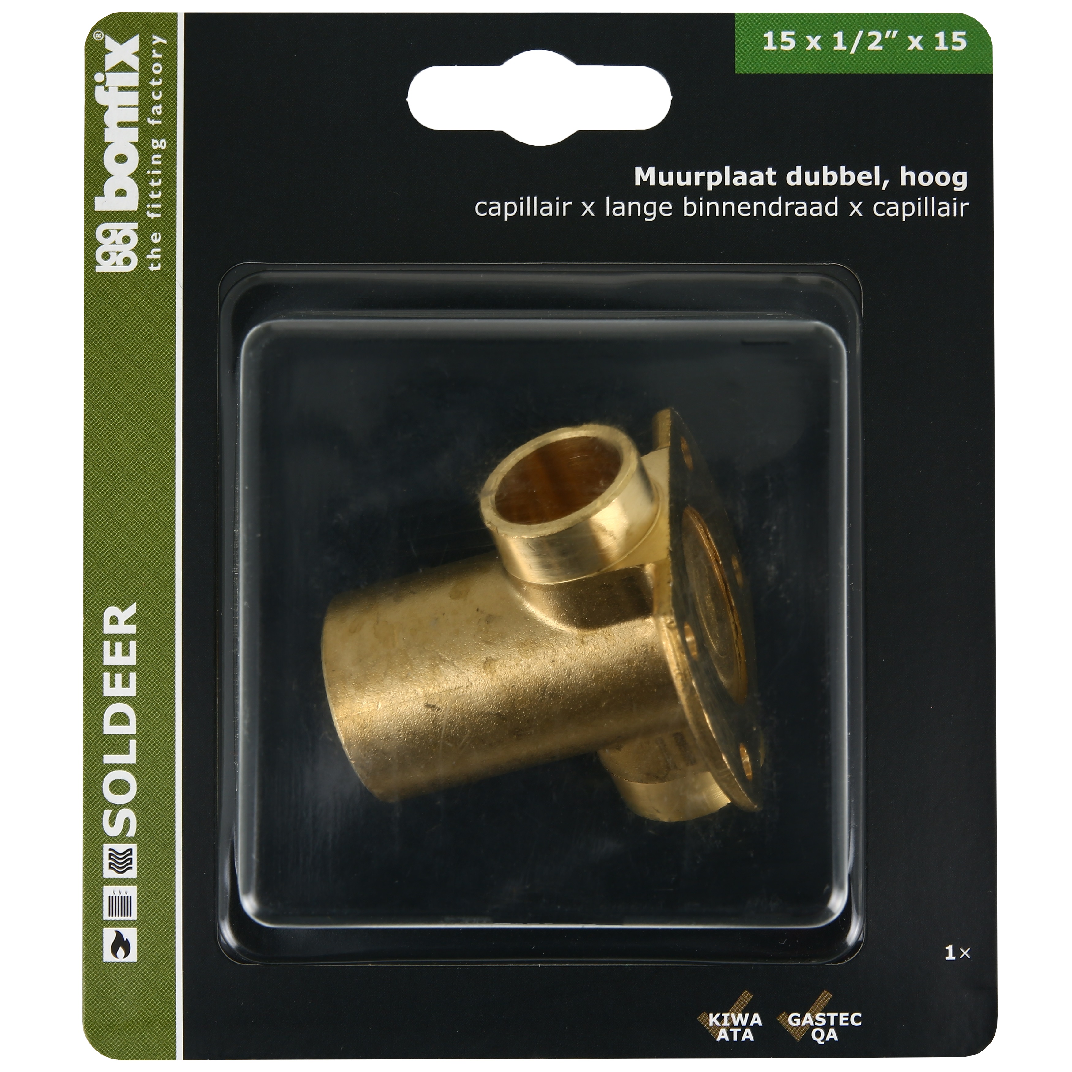 BONFIX Blister Cap. muurplaat hoog 15x1/2" bi.x15mm