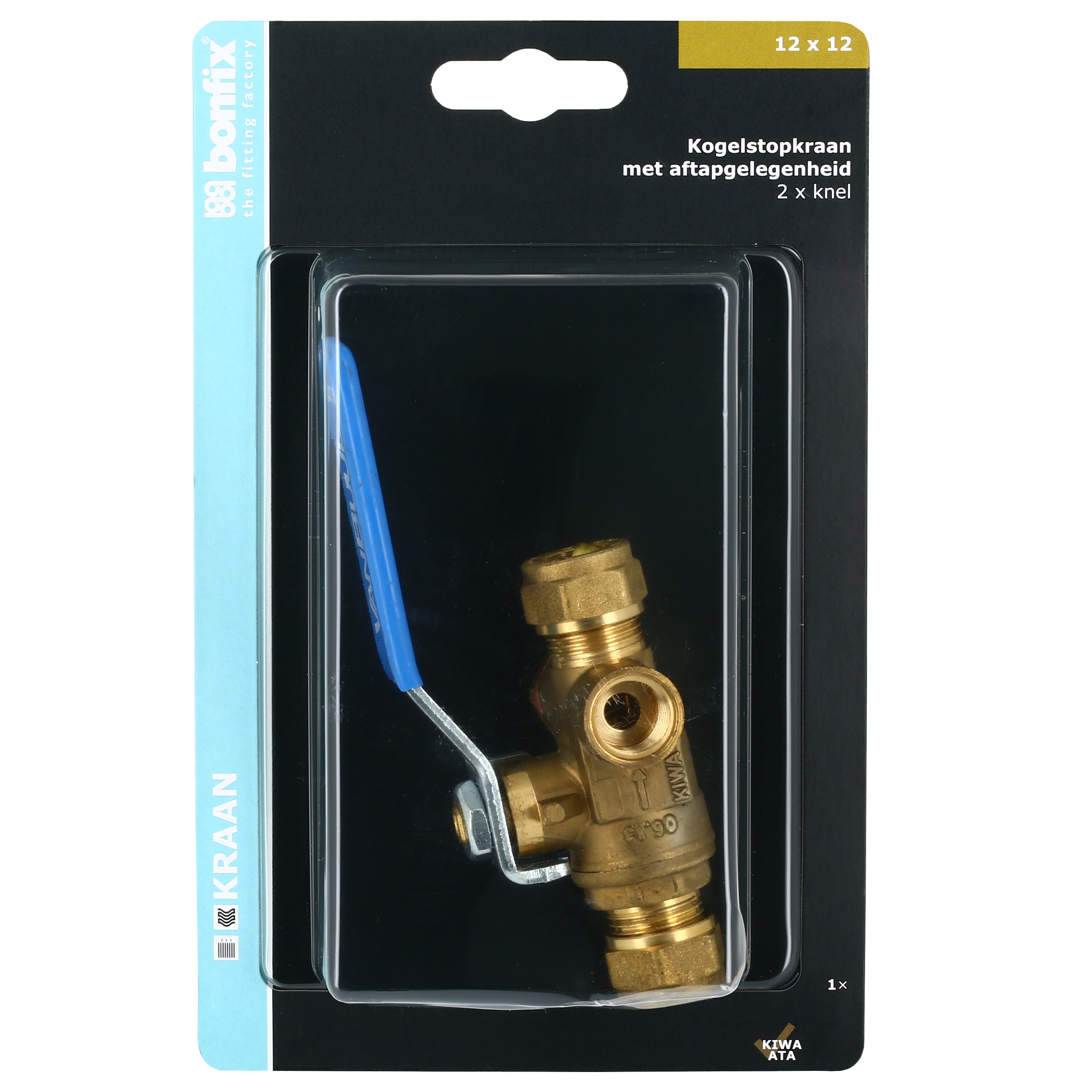 BONFIX Blister kogelstopkraan 12x12mm knel met aftap