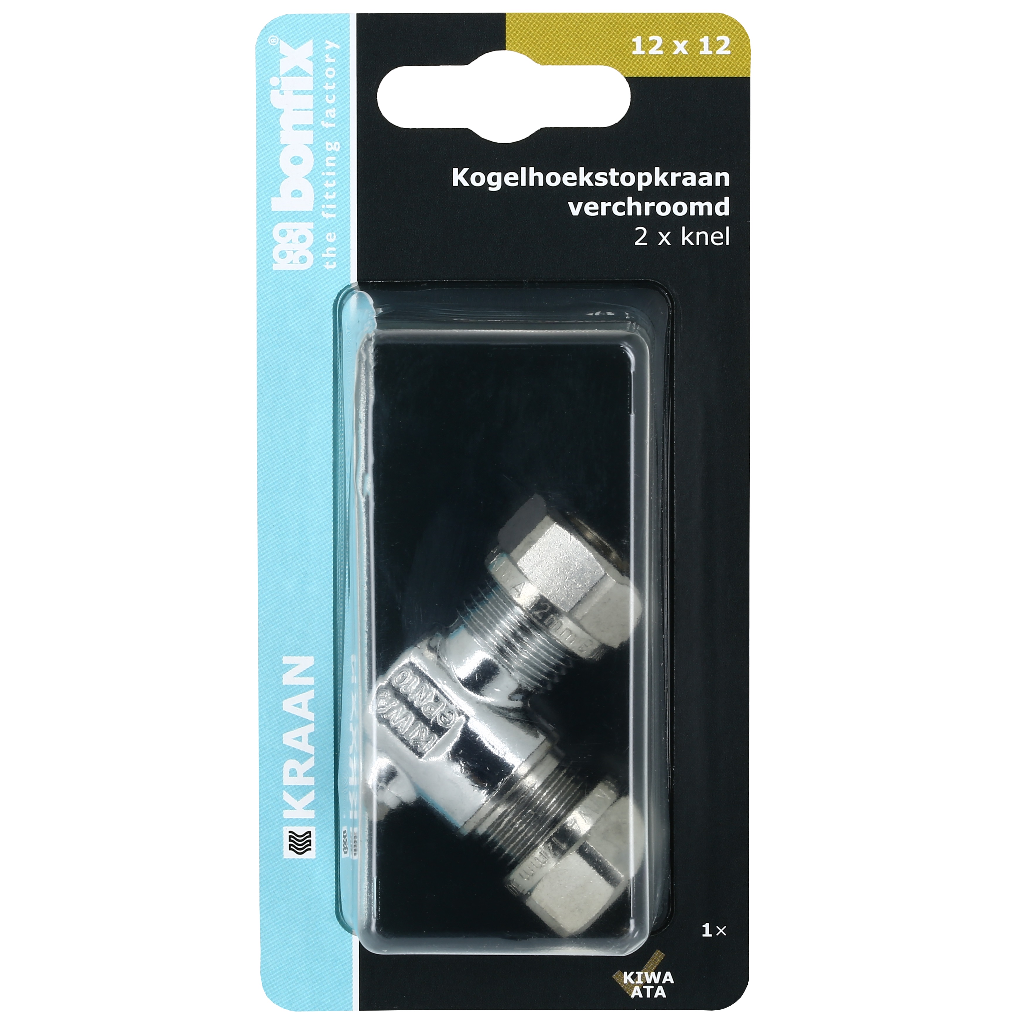 BONFIX Blister kogelstopkraan haaks knel 12x12mm schroevendr.