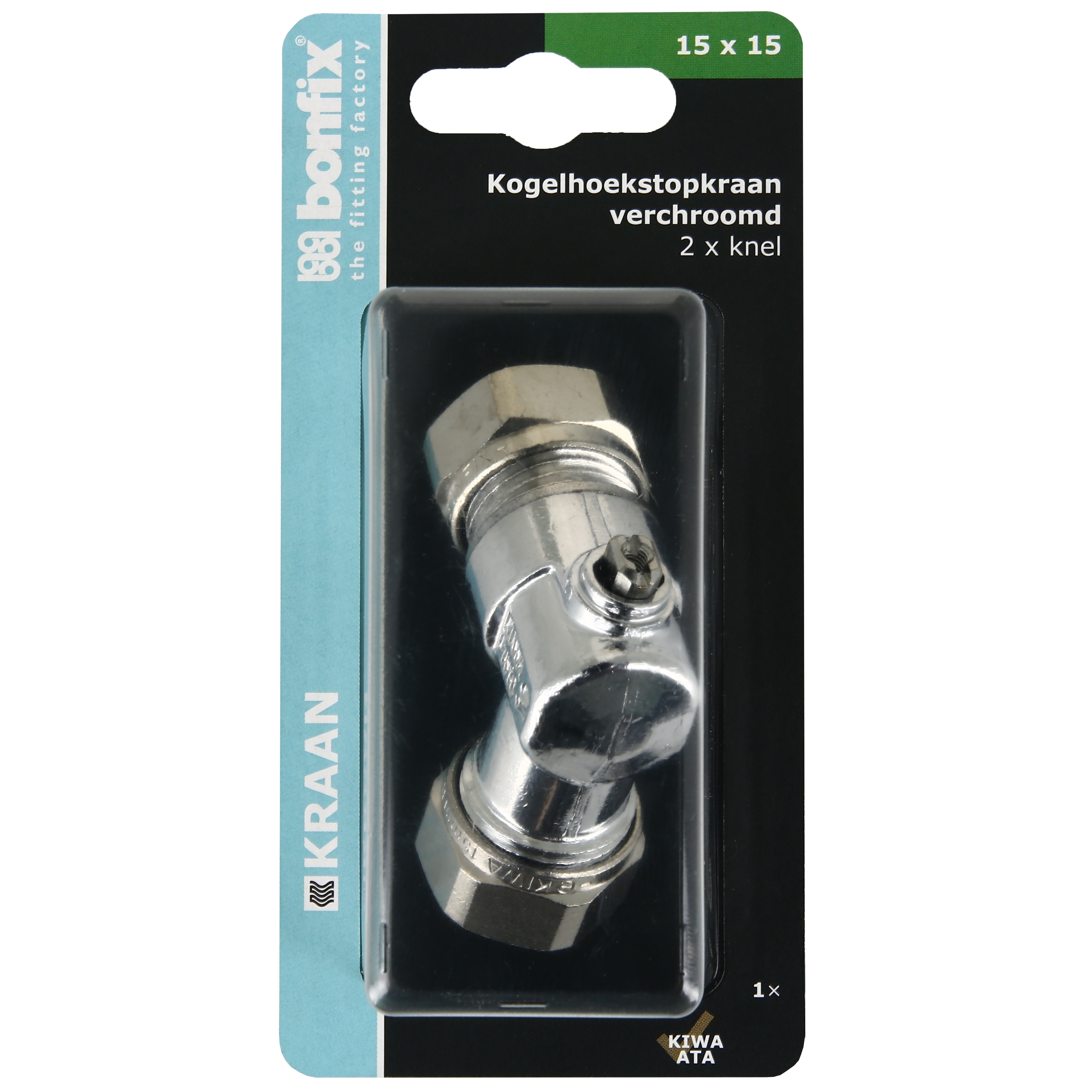 BONFIX Blister kogelstopkraan haaks knel 15x15mm schroevendr.