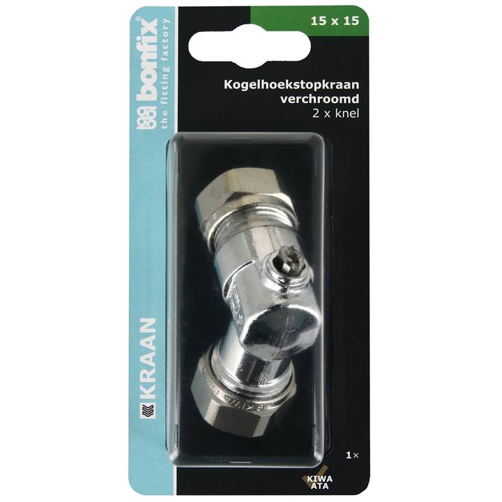 BONFIX Blister kogelstopkraan haaks knel 15x15mm schroevendr.