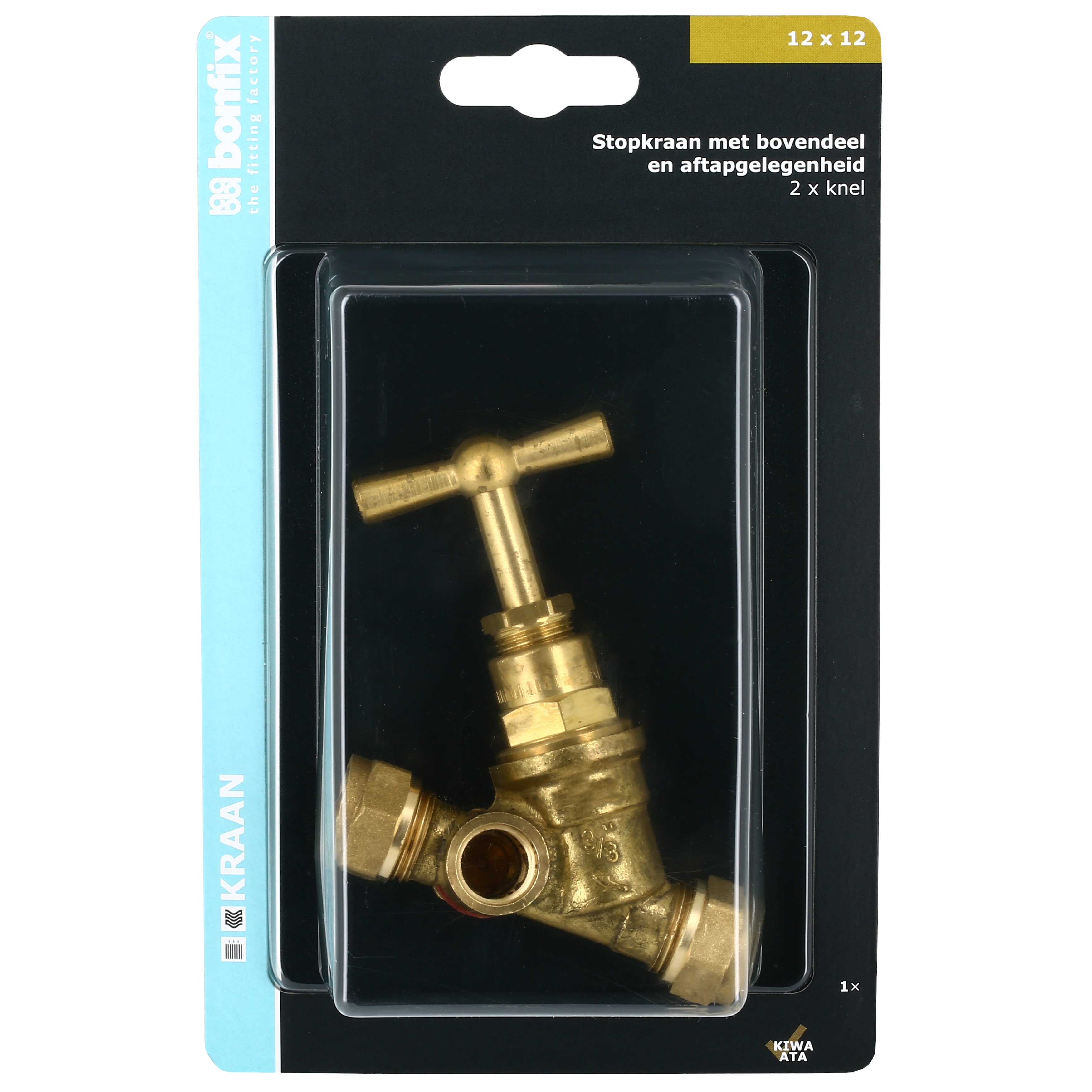 BONFIX Blister knel stopkraan 12x12mm met aftap