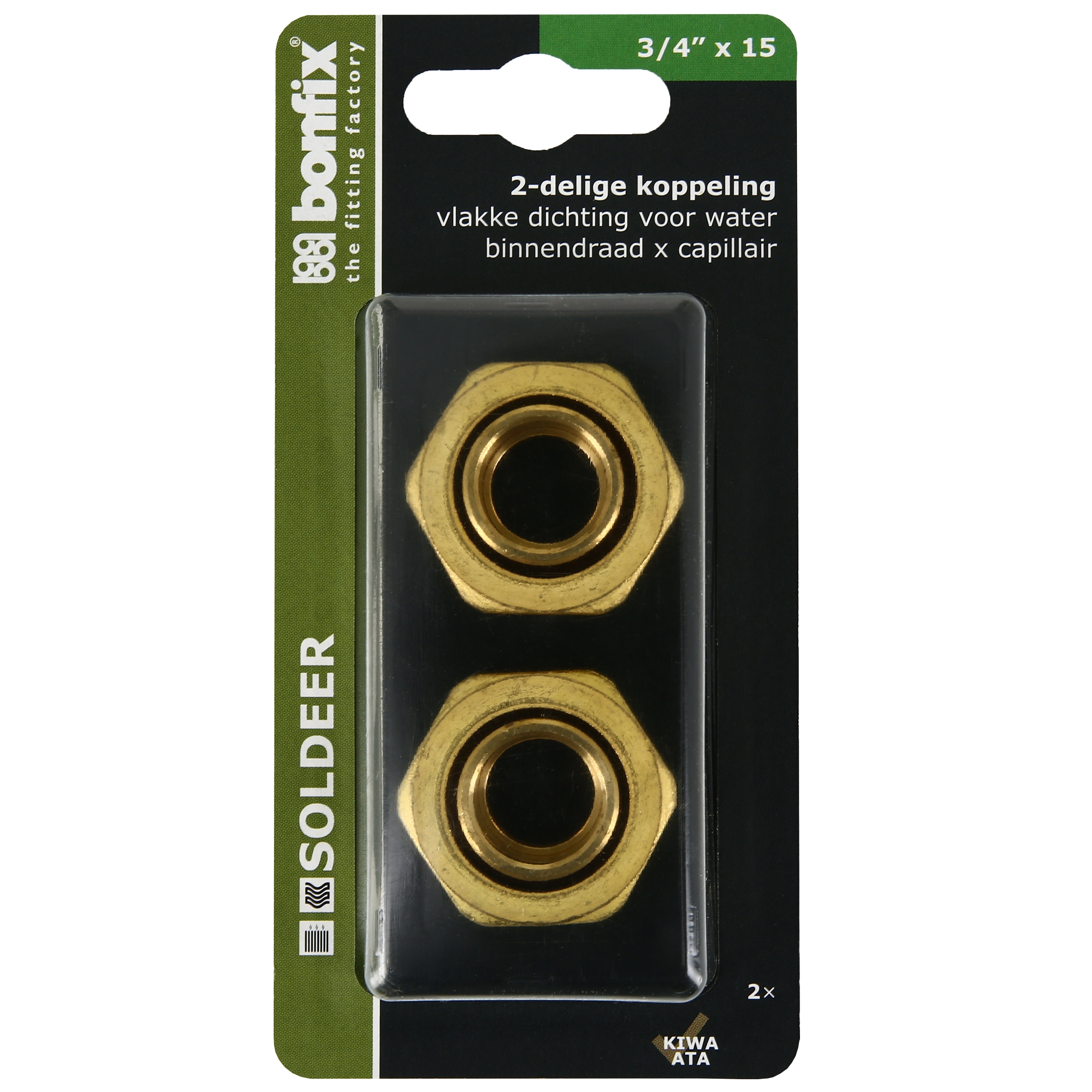 BONFIX Blister 2-del. koppeling 15x3/4" bi. 2x