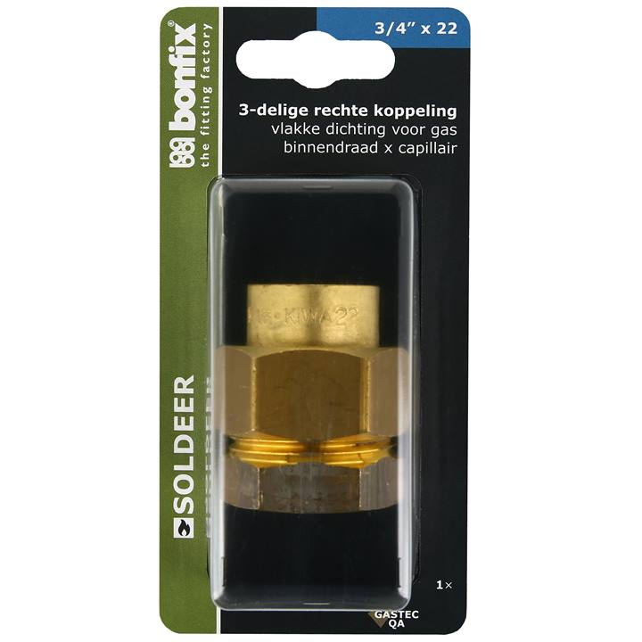 BONFIX Blister 3-del. koppeling 22x3/4" bi.