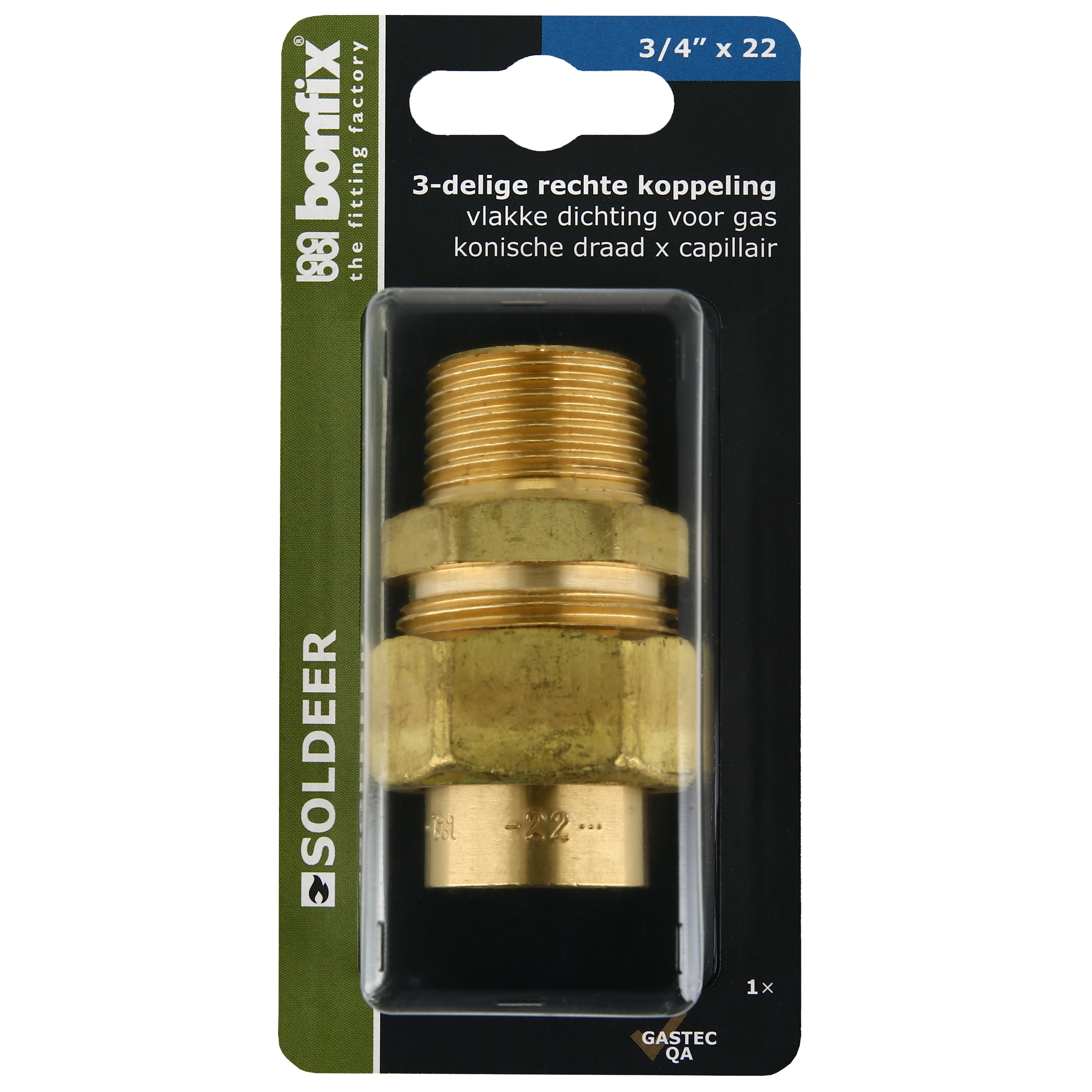 BONFIX Blister 3-del. koppeling 22x3/4" bu.