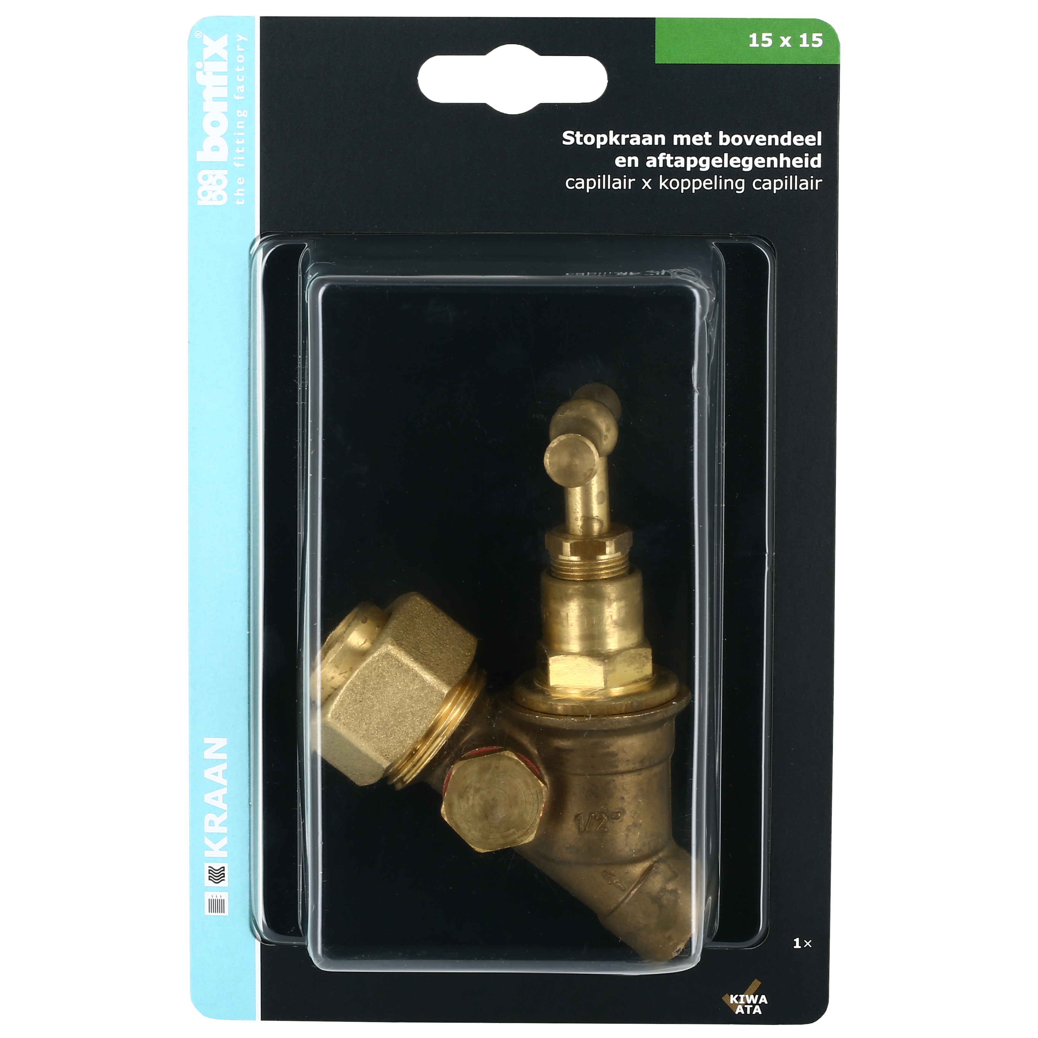 BONFIX Blister Cap. stopkraan 15x15mm koppeling + aftap
