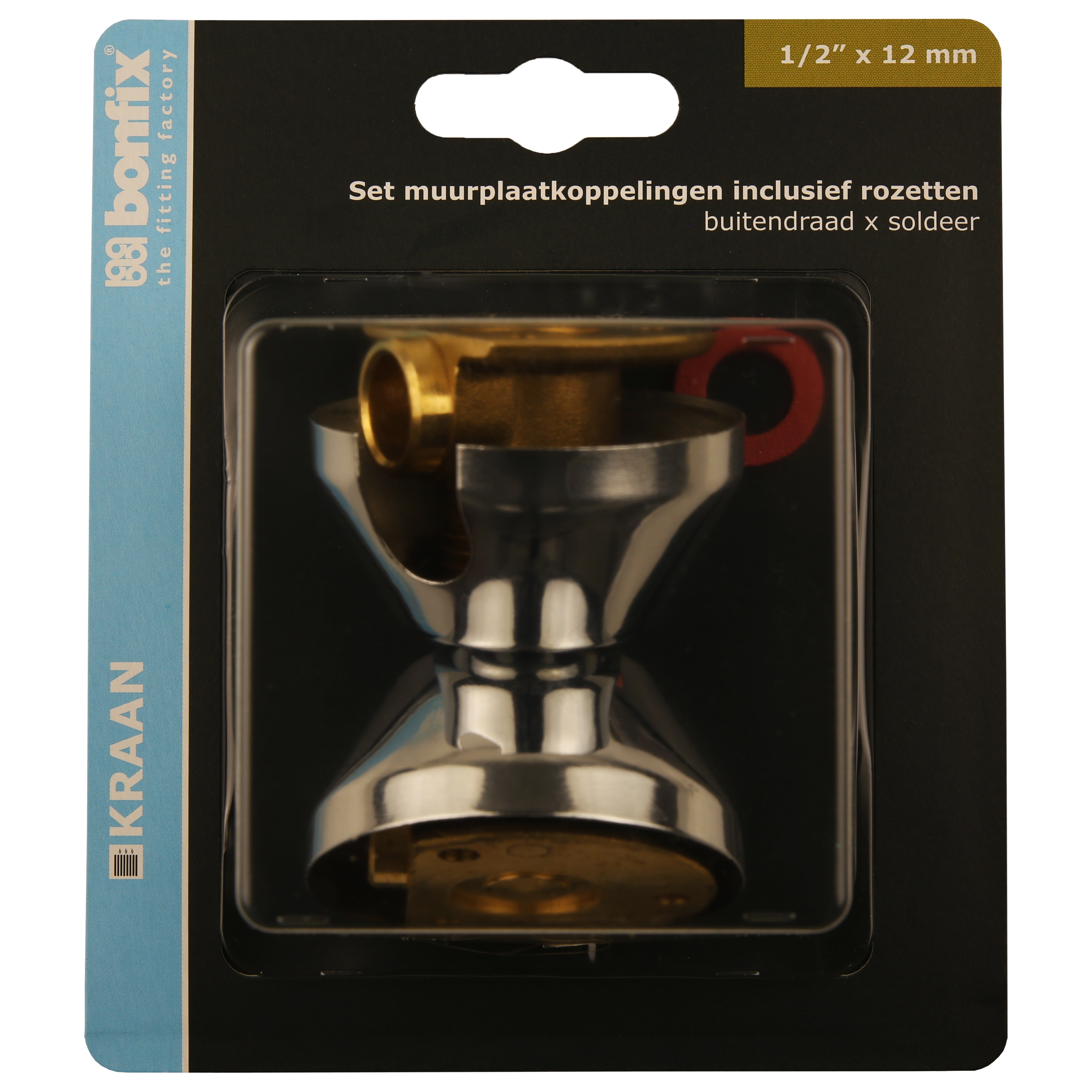 BONFIX Blister muurplaatkoppeling met rozet 12x1/2" 2x