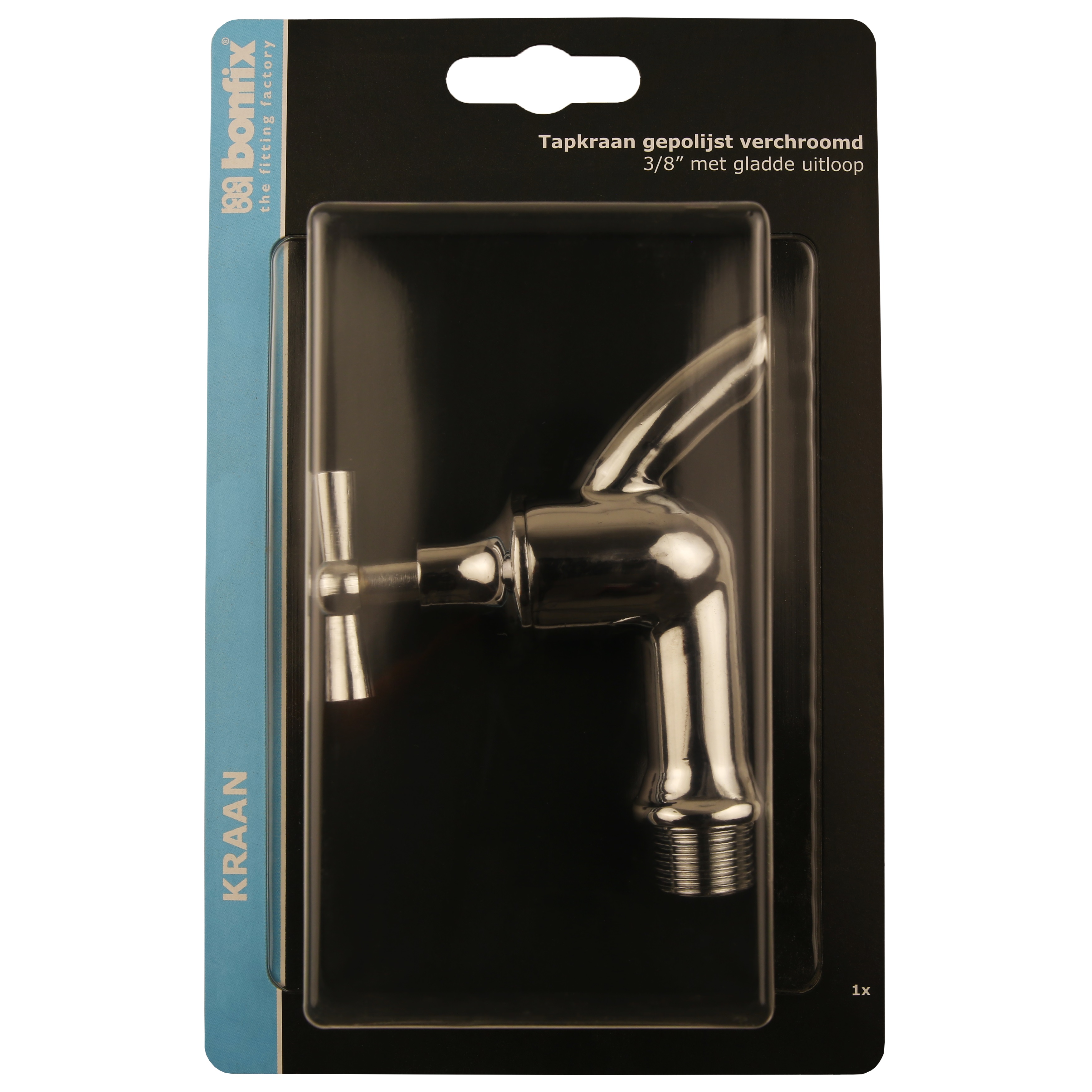 BONFIX Blister tapkraan 3/8" bu. met gladde uitloop chroom
