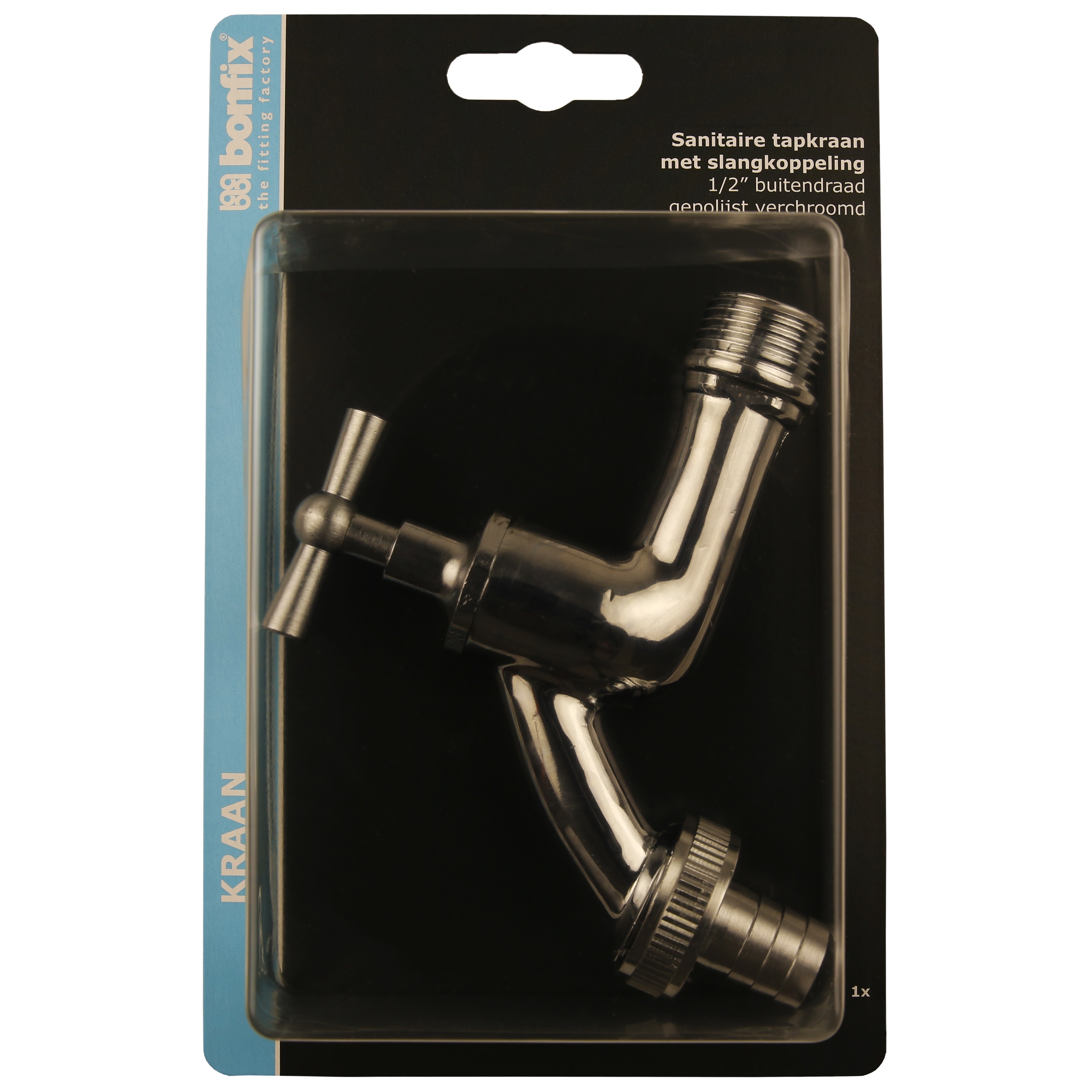 BONFIX Blister tapkraan 1/2" bu. + Wartel chroom