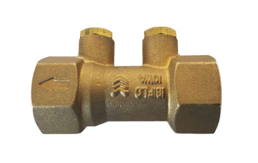 Messing terugslagklep 2 x 1-1/4" binnendraad