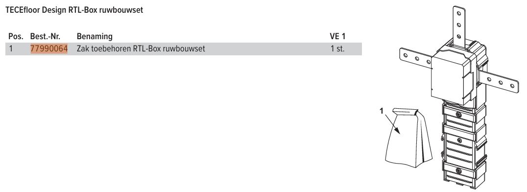 TECEfloor zak toebehoren RTL-Box ruwbouwset