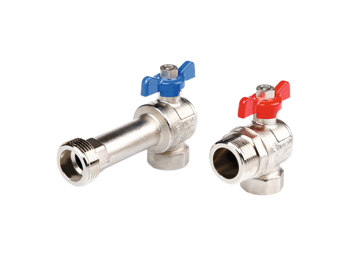 TECEfloor kogelkraanset hoekmodel 3/4 bi.dr. x 1 bu.dr., vlakke dichting