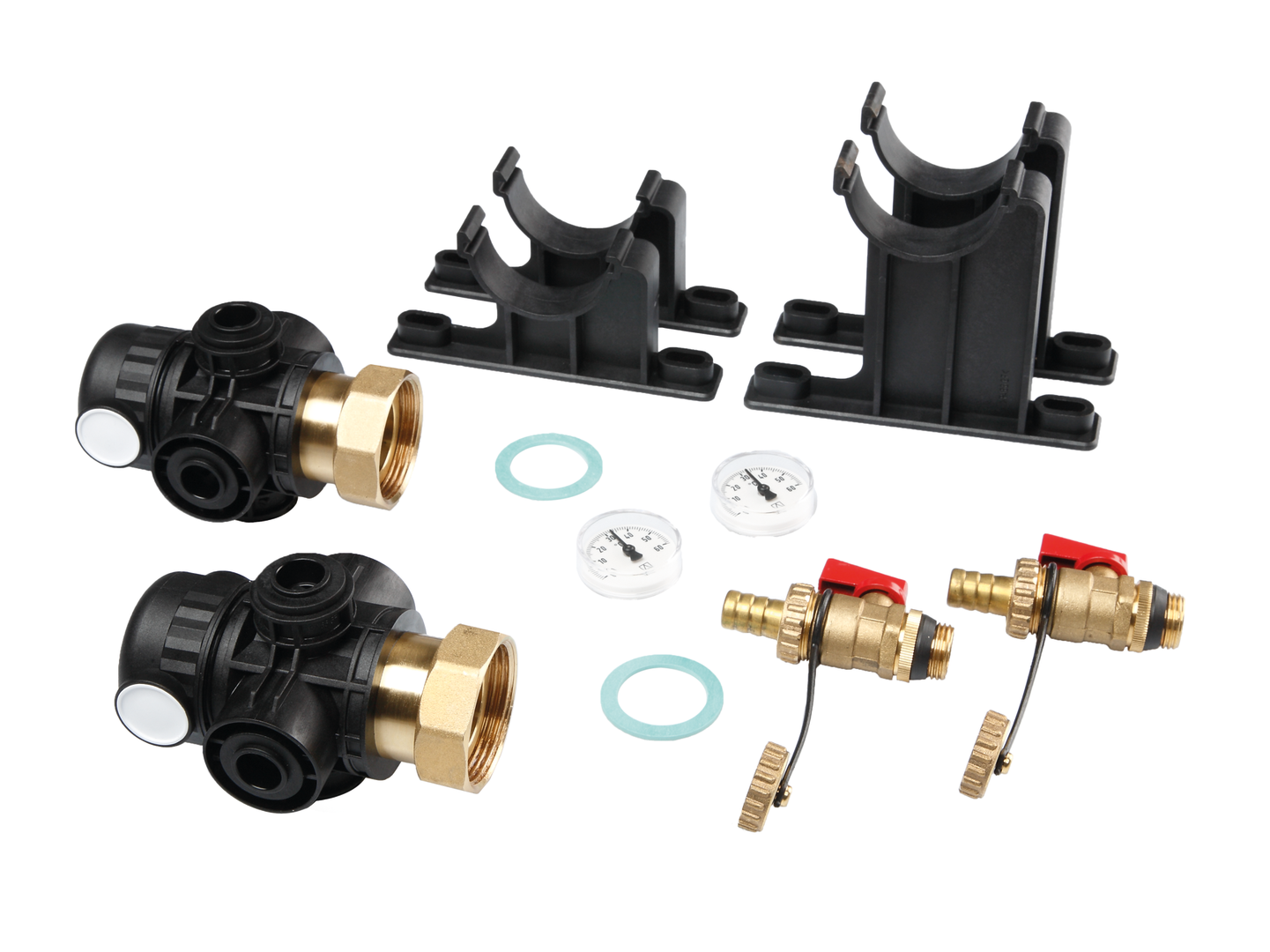 TECEfloor industriële kunststof verdeler 1 1/2, basiseenheid, incl. vulnippel en wandmontageset