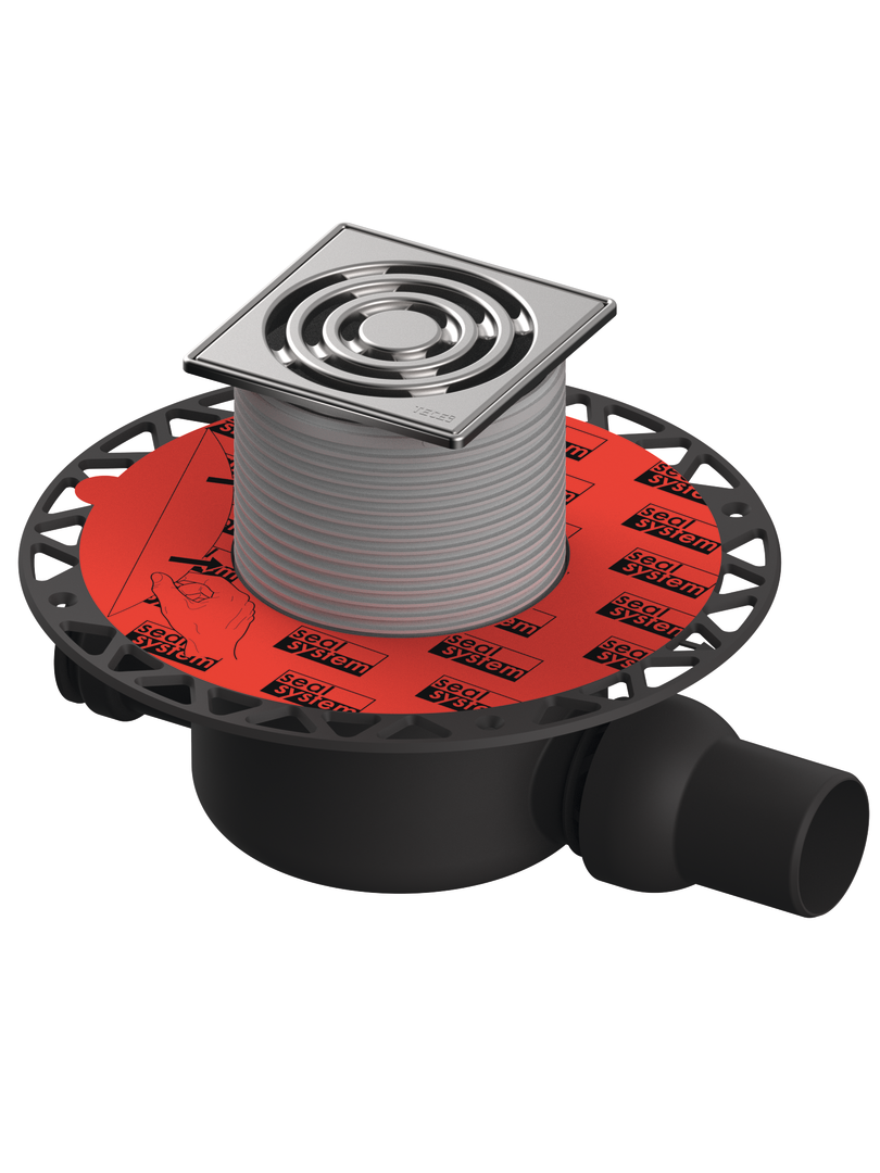 TECEdrainpoint S 122 afvoerset "normaal" met Seal System universele flens en rvs roosterrand
