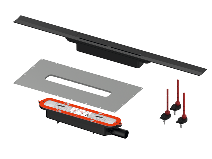 TECEdrainprofile doucheprofielset met PVD kleur, zwart, 1000 mm