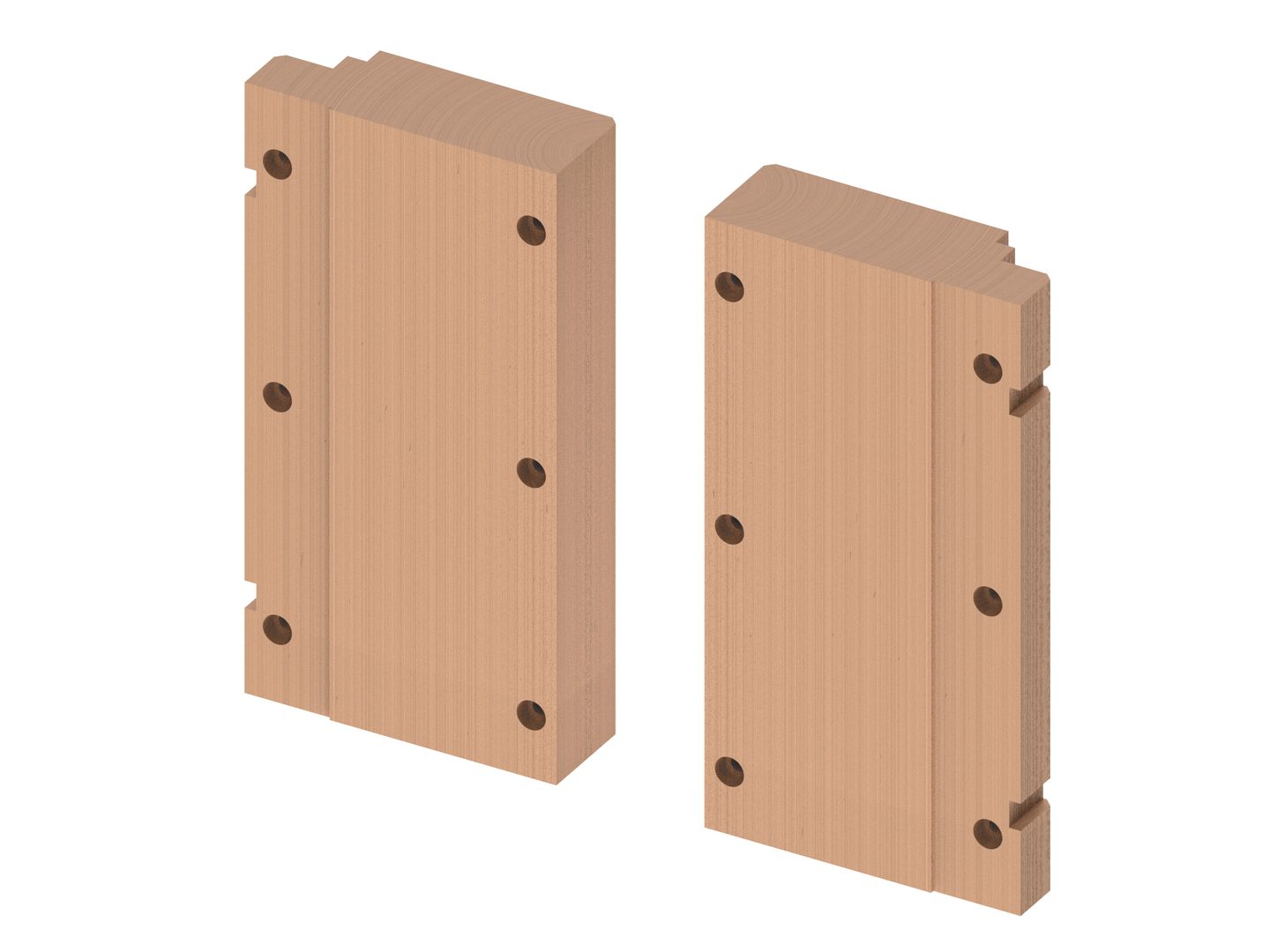 TECEprofil houtplatenset voor bevestiging van opklapbare steunbeugels