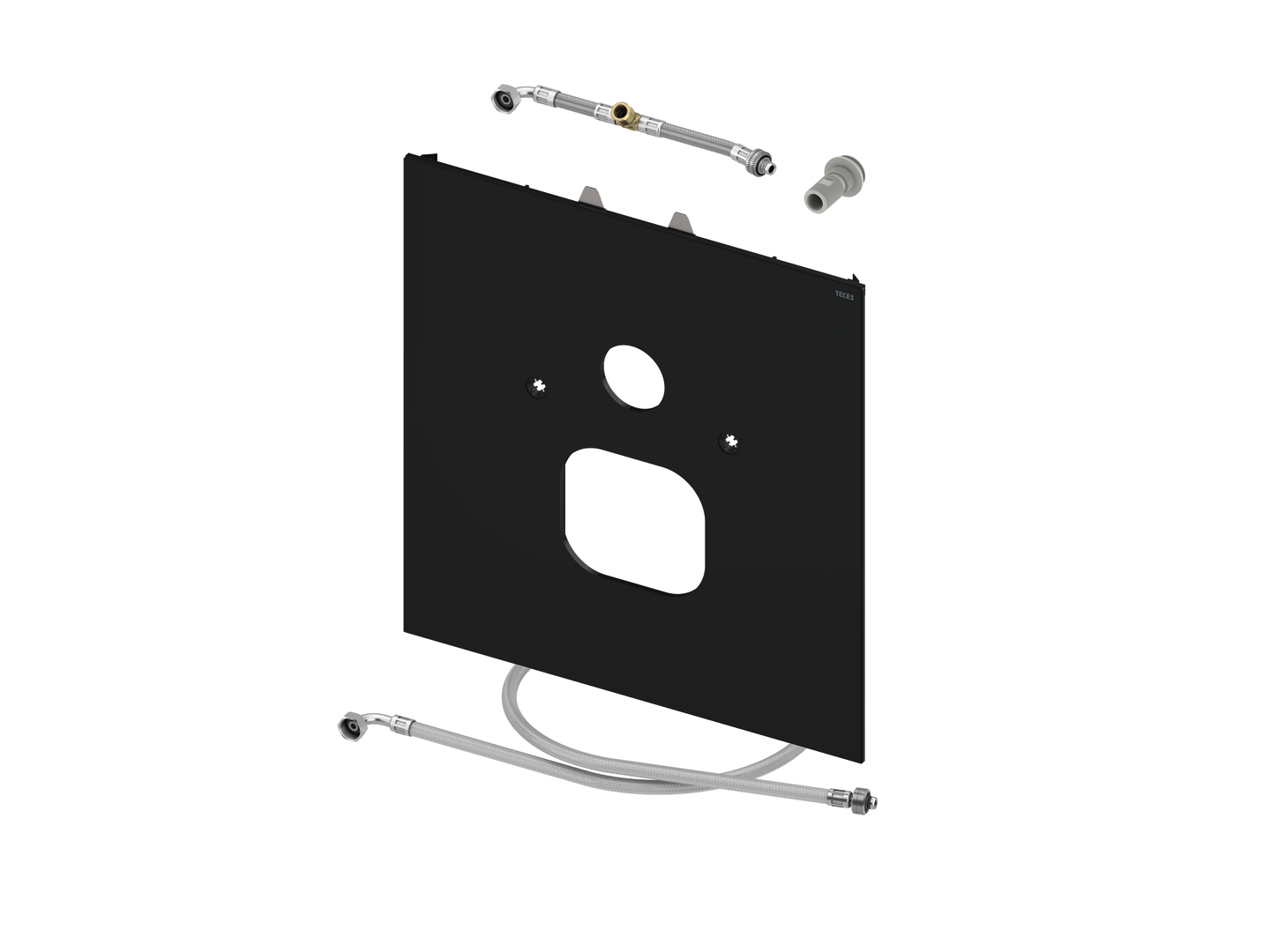 TECElux bevestigingsglasplaat voor douche-WC (Duravit SensoWash C), glas glanzend zwart